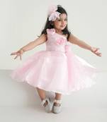 Baby pink coloured birthday frock for baby girls