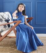 Navy colored baby girl gown for birthday