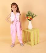 Twisha girls dhoti style jumpsuit with embroidered jacket - baby pink