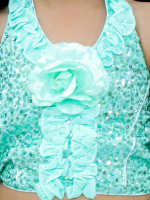 Twisha girls halter neck sequin top & pleated palazzo set - sea green 5