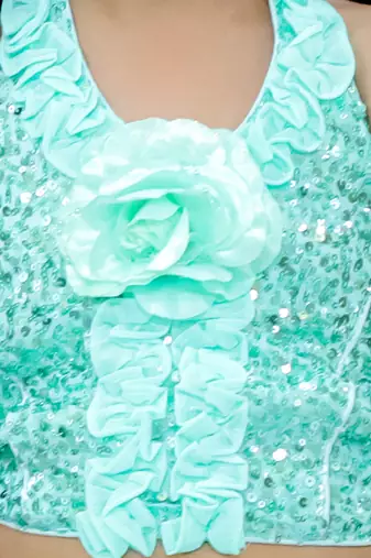 Twisha girls halter neck sequin top & pleated palazzo set - sea green