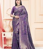Sangam Prints Lavender Satin Silk Woven Work Festival Saree
