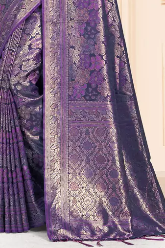 Sangam Prints Lavender Satin Silk Woven Work Festival Saree