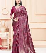 Sangam Prints Rani Satin Silk Woven Work Festival Saree