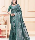 Sangam Prints Rama Satin Silk Woven Work Festival Saree