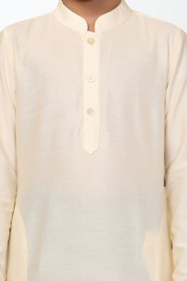Cream art silk kurta patiala for boys indian traditional ethnic wear 2