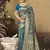 Sangam Prints Blue Satin Silk Woven Work Festival Saree