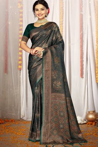 Sangam Prints Rama Satin Silk Woven Work Festival Saree