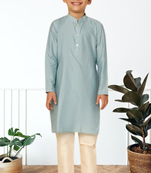 Grey art silk kurta pyjama for boys indian traditional ethnic wear