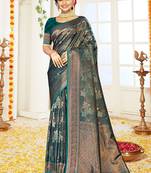 Sangam Prints Rama Satin Silk Woven Work Festival Saree