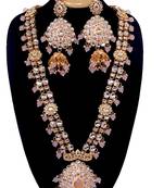 Soni craft gold plated trndy  pink kundan long set (1098)