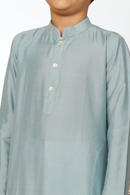 Grey art silk kurta pyjama for boys indian traditional ethnic wear 2