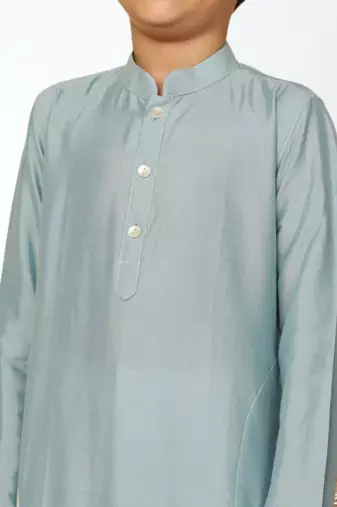 Grey art silk kurta pyjama for boys indian traditional ethnic wear