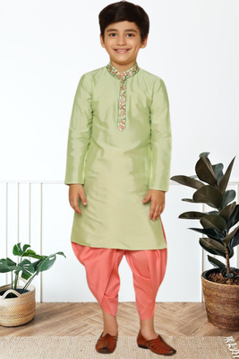Pista green art silk kurta patiala for boys indian traditional ethnic wear 1