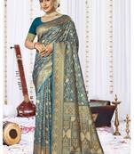 Sangam Prints Rama Satin Silk Woven Work Festival Saree