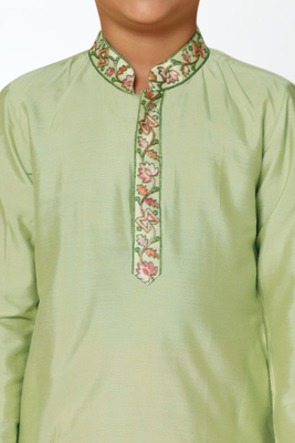 Pista green art silk kurta patiala for boys indian traditional ethnic wear 2