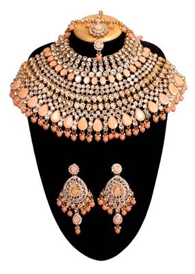 Soni craft charming alloy peach kundan set (1117) 1