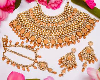 Soni craft charming alloy peach kundan set (1117) 2