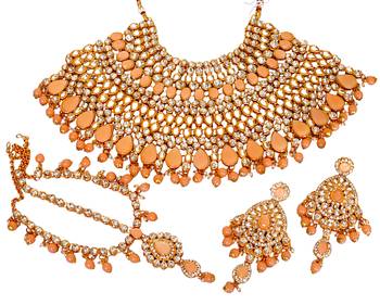 Soni craft charming alloy peach kundan set (1117) 3
