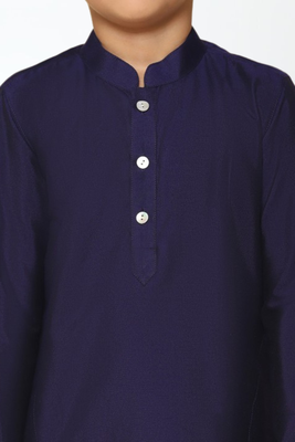 Navy blue art silk kurta patiala for boys indian traditional ethnic wear 2