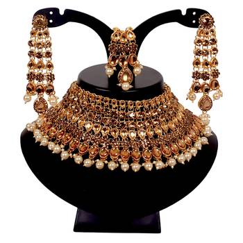Soni craft princess elegant brown kundan necklace set (1145) 1