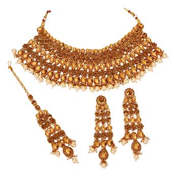 Soni craft princess elegant brown kundan necklace set (1145) 2