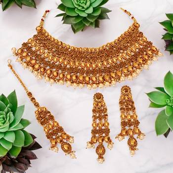 Soni craft princess elegant brown kundan necklace set (1145) 3