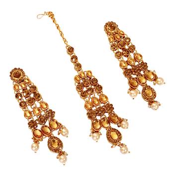 Soni craft princess elegant brown kundan necklace set (1145) 4