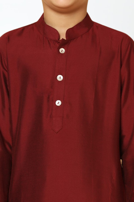 Maroon art silk kurta patiala for boys indian traditional ethnic wear 2
