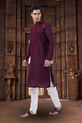 Art silk kurta pyjama for mens 3