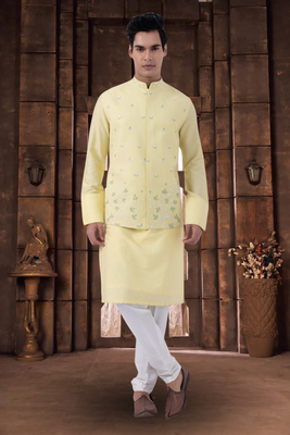 Art silk jacket kurta pyjama for mens 1