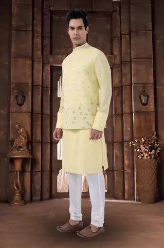 Art silk jacket kurta pyjama for mens