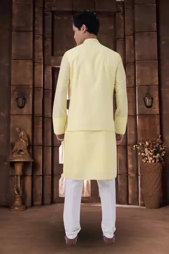 Art silk jacket kurta pyjama for mens