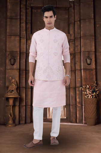 Art silk jacket kurta pyjama for mens