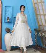 Nikhaar off-white embroidered georgette anarkali kurta &
