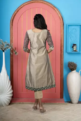 Nikhaar green embroidered silk anarkali kurta &