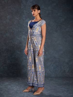 Navy blue floral jumpsuit 2