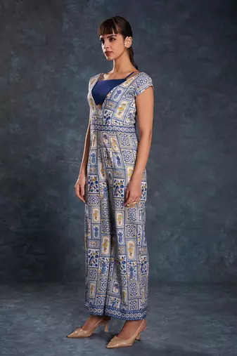 Navy blue floral jumpsuit