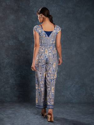 Navy blue floral jumpsuit 3