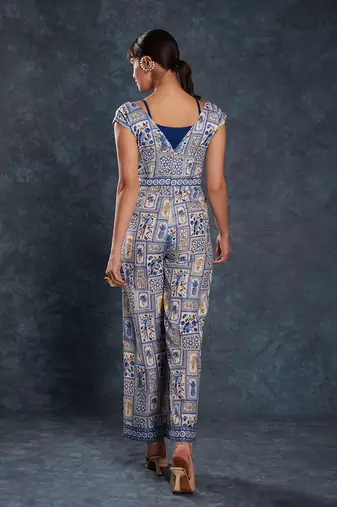Navy blue floral jumpsuit