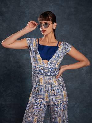 Navy blue floral jumpsuit 5