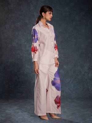 Light pink floral printed co-ord set 2