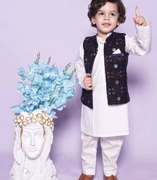  Off White Chudidar  Kurta Blue Nehru Jacket