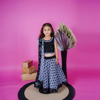 Black Choli Printed Lengha 1