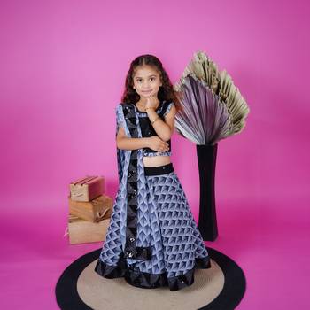 Black Choli Printed Lengha 3