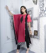 Nikhaar pink embroidered georgette asymmetrical kurta & pants  set