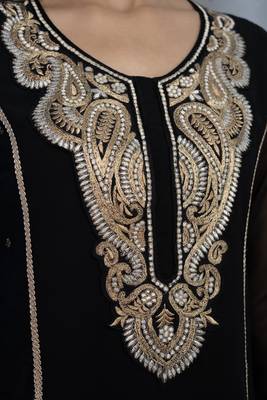 Nikhaar black embroidered georgette straight cut kurta & sharara set 6
