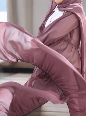 Brown and White Georgette Plain Abaya 4