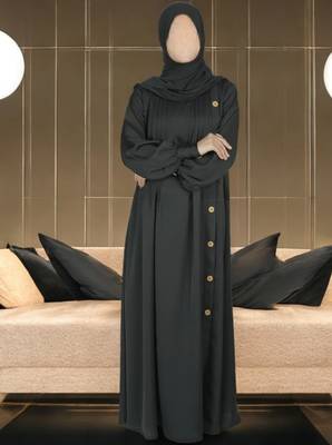 Beautiful Abaya in Firdaus Fabric with Pleats and Side Opening 1