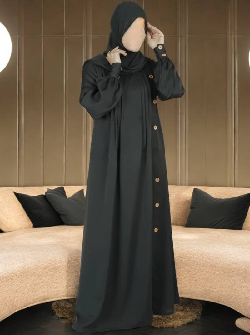 Beautiful Abaya in Firdaus Fabric with Pleats and Side Opening